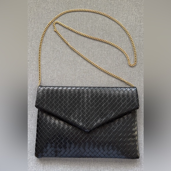 Handbags - Faux leather square detail crossbody chain envelope style bag